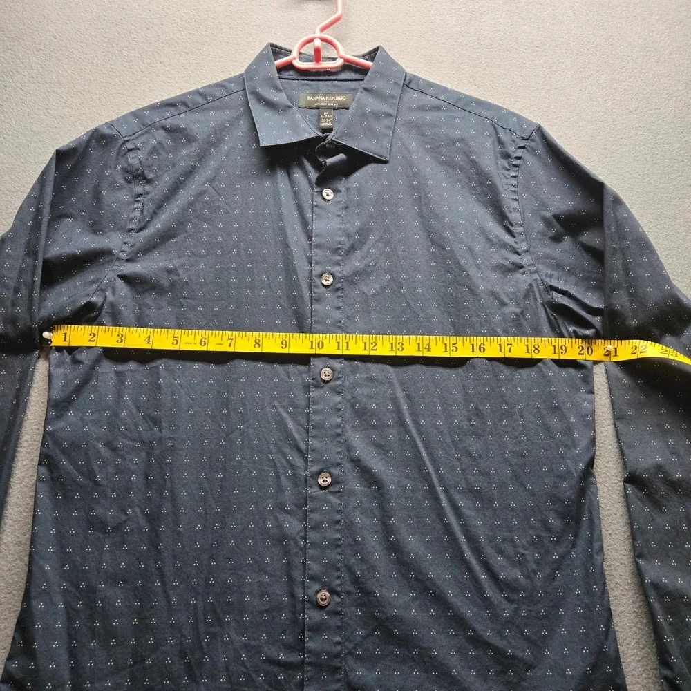 Banana Republic Camden Standard Fit Navy Blue Geometric Dot Print Shirt Mens M